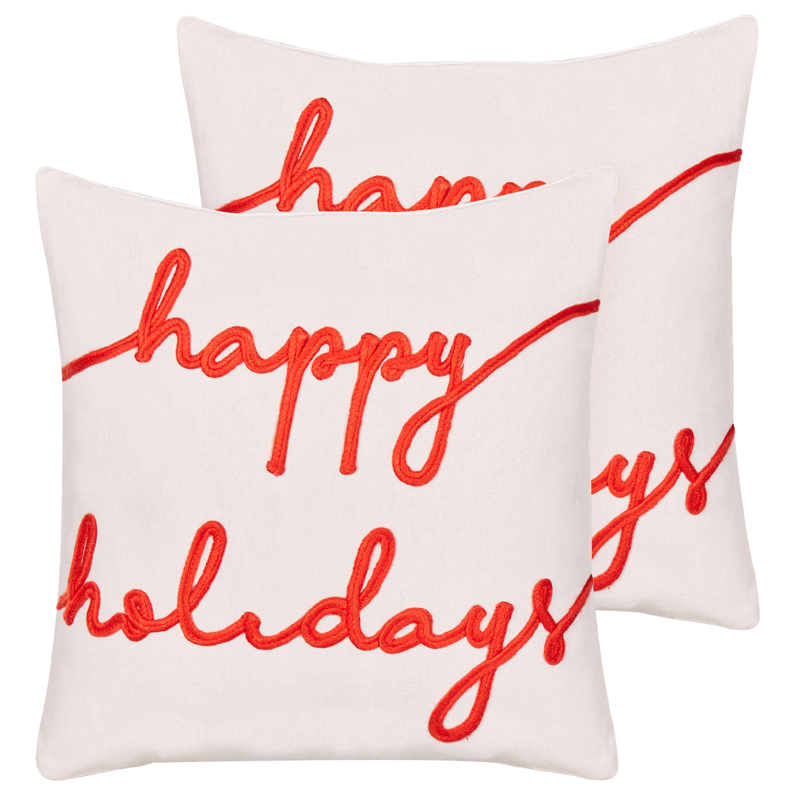 Set med 2 prydnadskuddar EXACUM 45 x 45 cm Sammet Vit Julmotiv