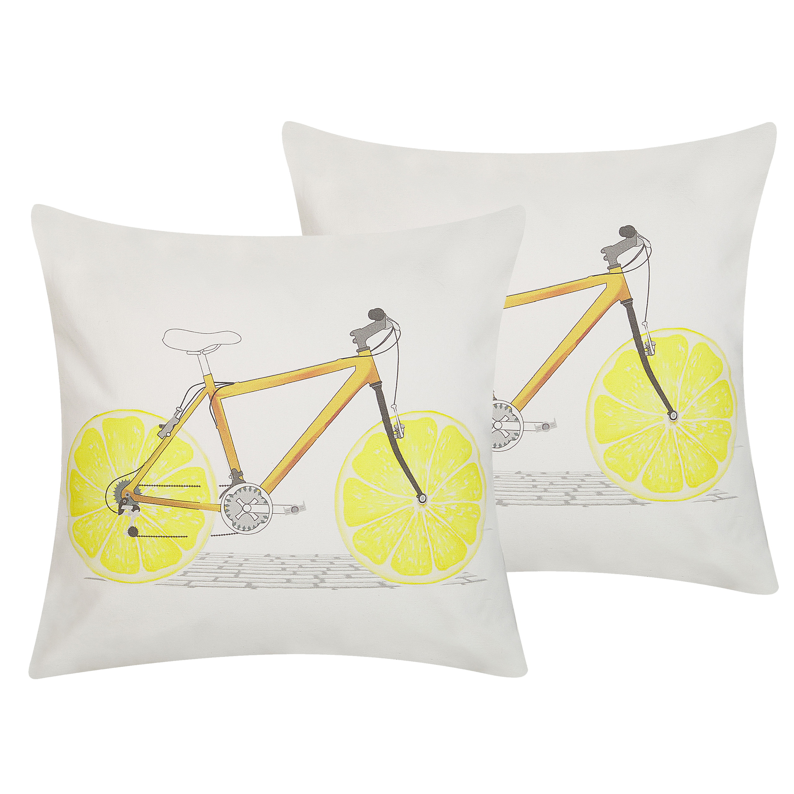 Set med 2 prydnadskuddar RUSCUS 45 x 45 cm Bomull Vit Abstrakt tryck