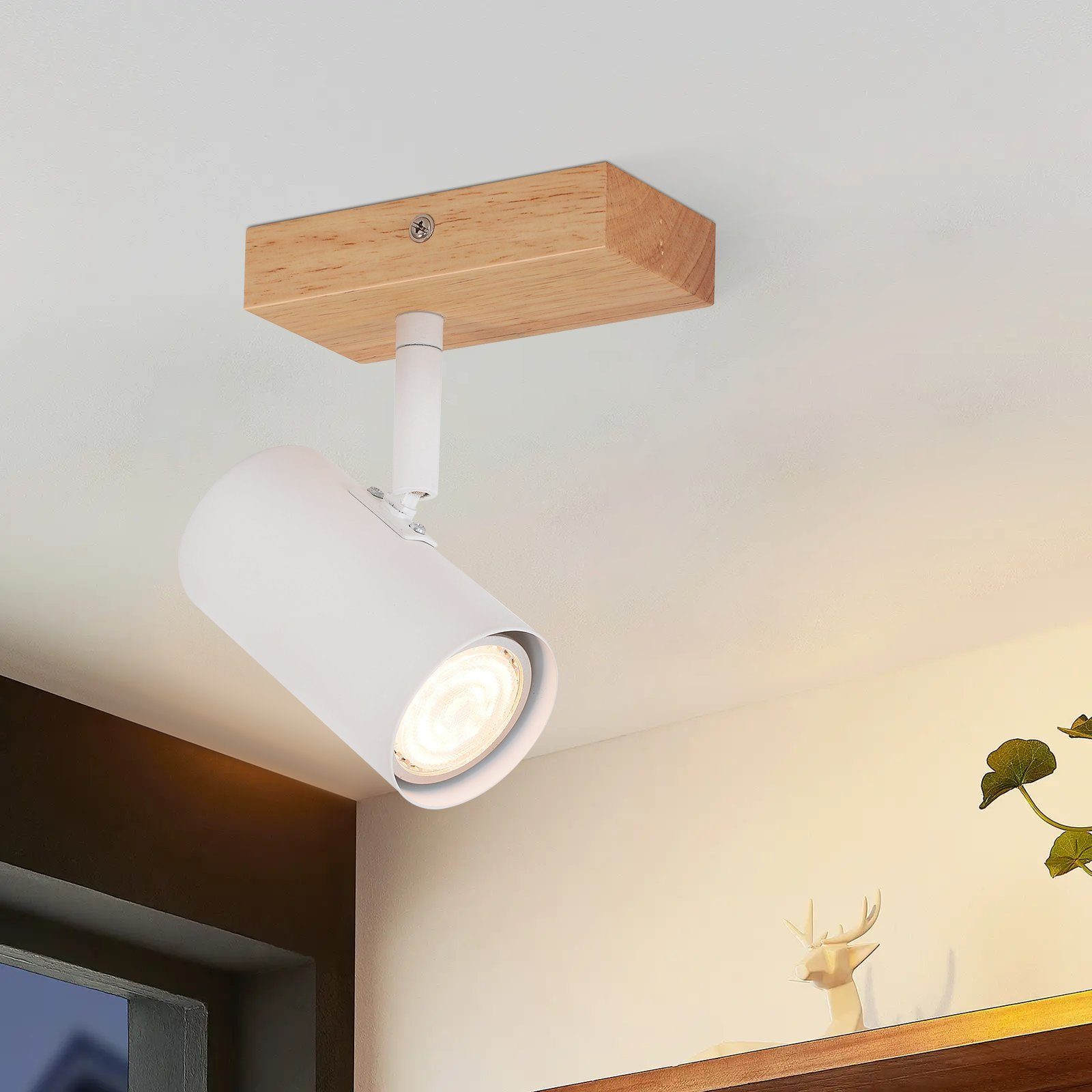 NETTLIFETaklampa, 1 lampa Korridorlampa, trä Vit Korridor, modern, metall Taklampa, GU10, 350°