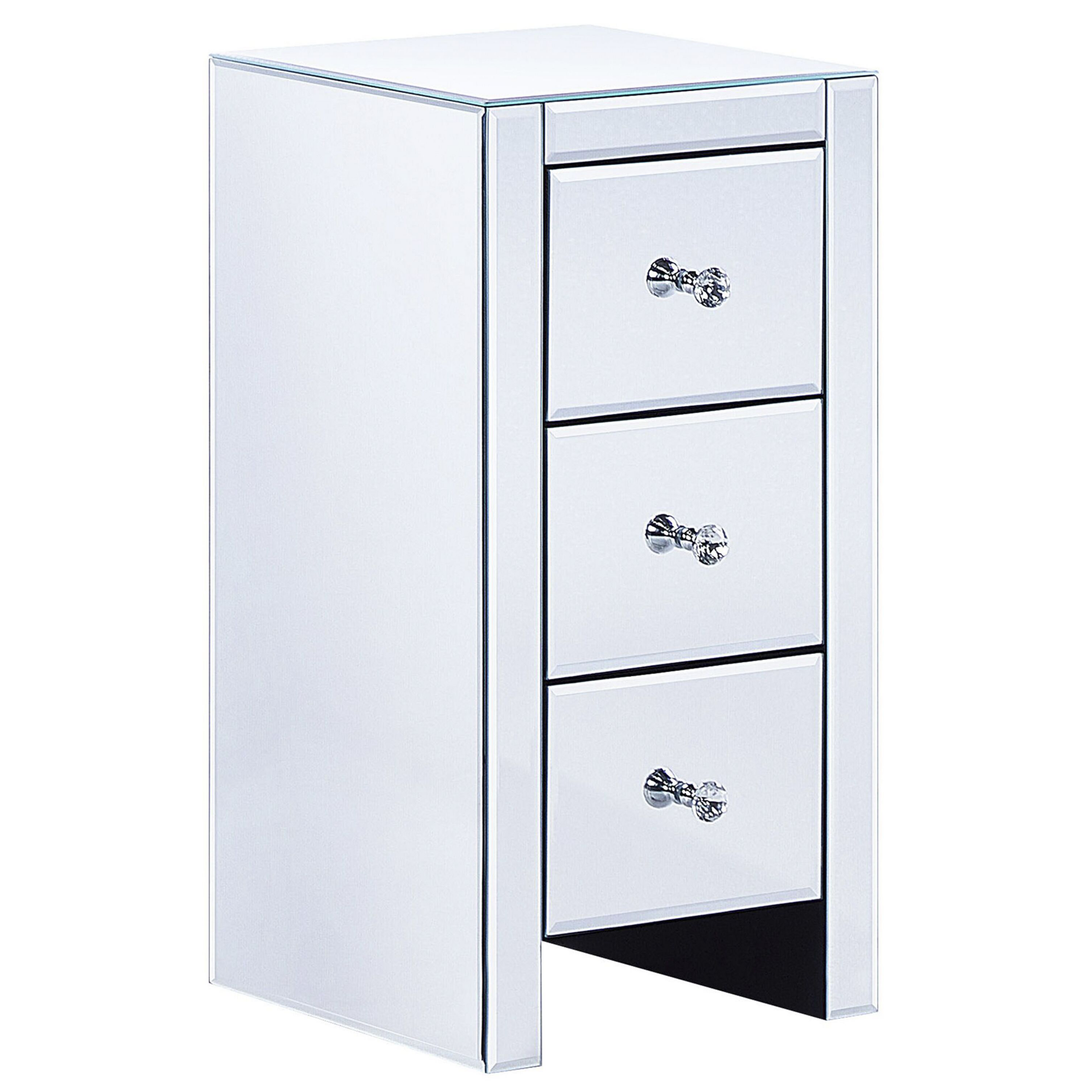 Sängbord med 3 lådor LORRIS Glas Spegelblank silver