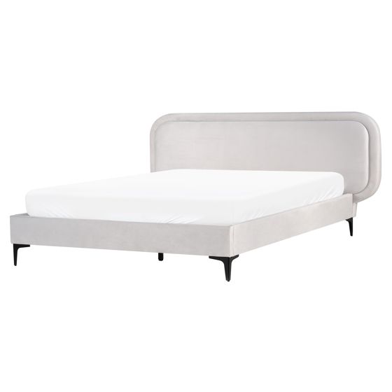 Säng med lamellram Sammet SUZETTE 160 x 200 cm Ljusgrå