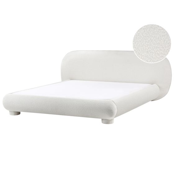 Säng med lamellram Bouclé BAYEL 180 x 200 cm Off-White