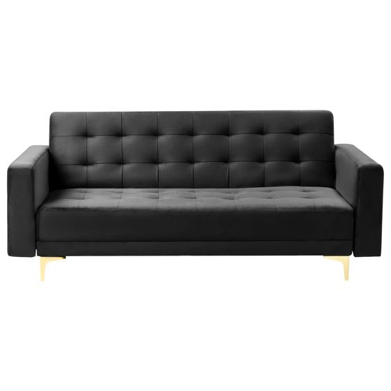 Bäddsoffa 3-sits ABERDEEN Sammet Svart