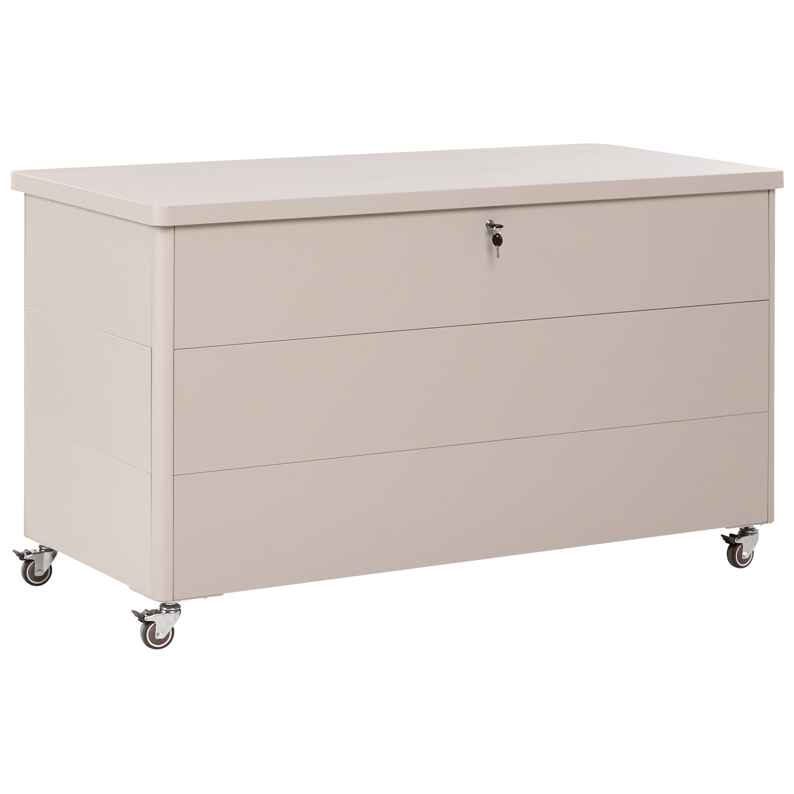 Förvaringslåda KYMI 136 cm 55 cm Metall med hjul Beige