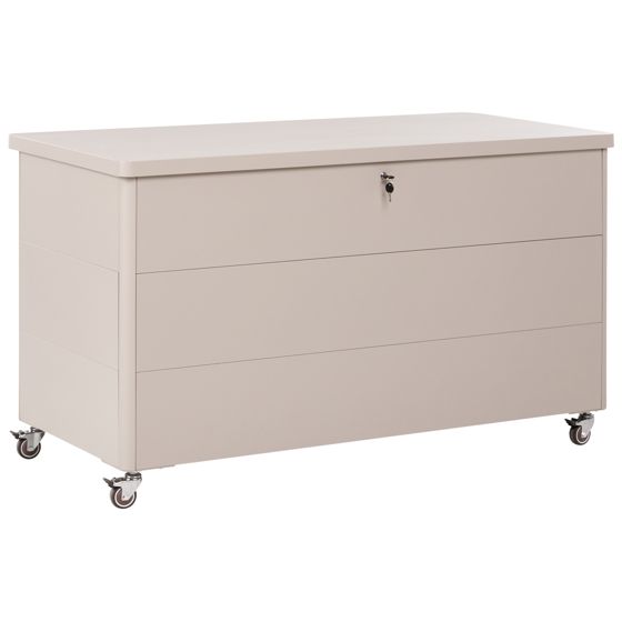 Förvaringslåda KYMI 136 cm 55 cm Metall med hjul Beige