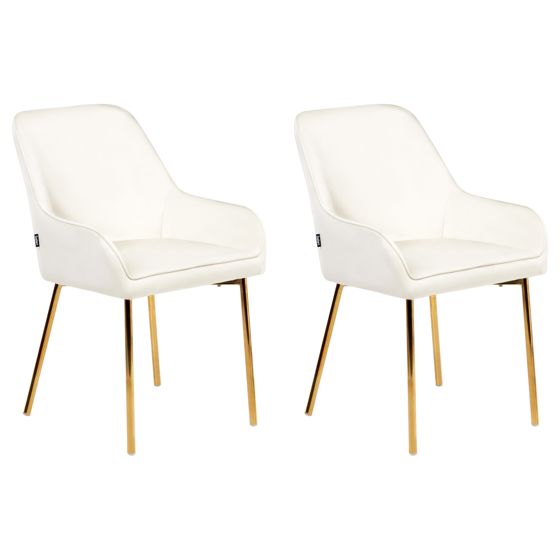 Set med 2 matstolar LOVERNA Sammet Off-White