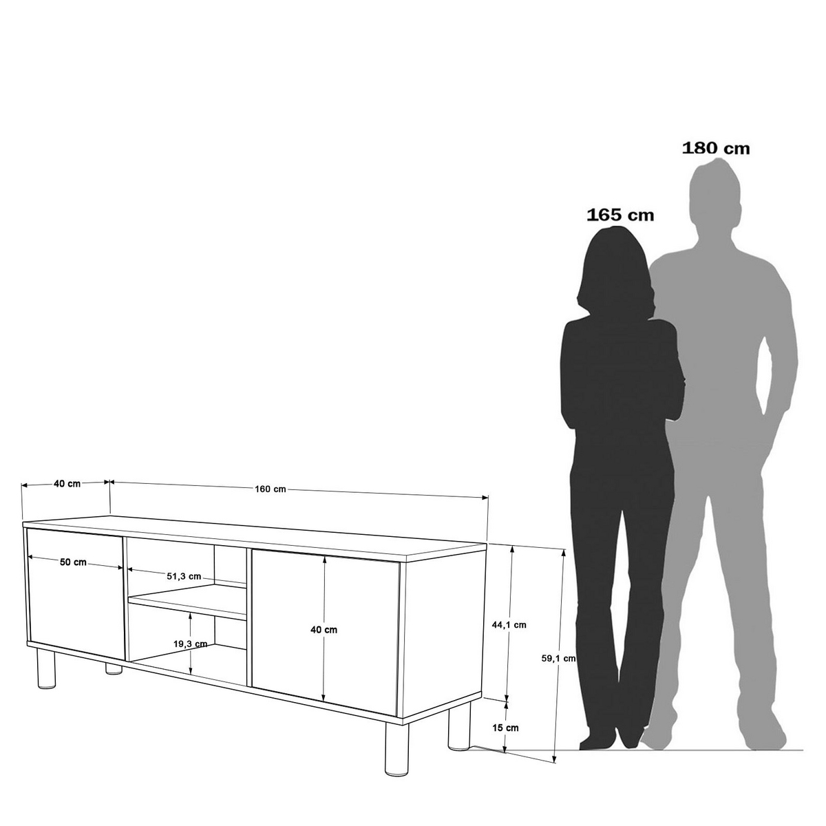 Norda Design TV-bänk Horizon 40 x 160 x 59.1 cm