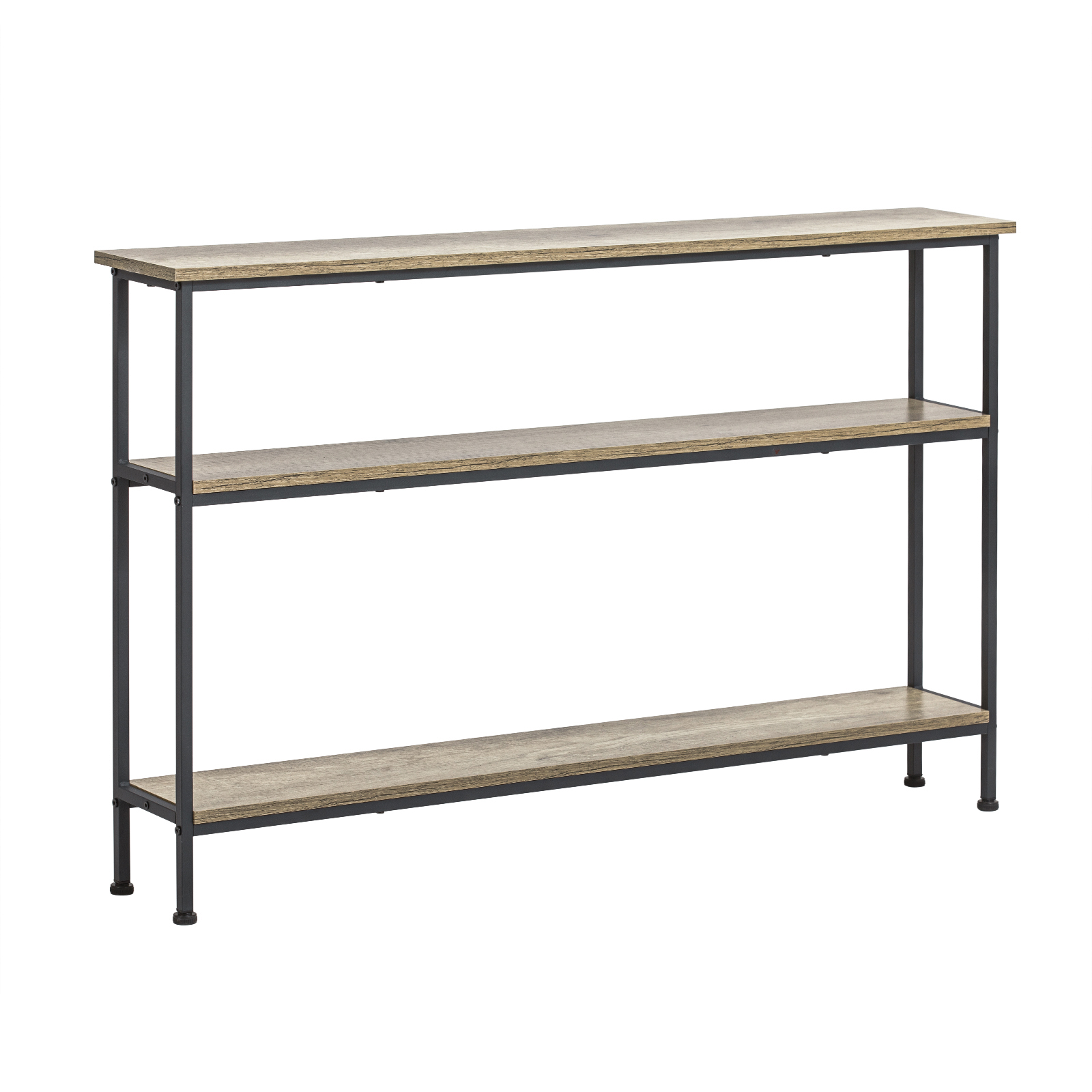 SoBuy Konsolbord Entrébord i Industriell Stil – Smalt Avlastningsbord med Metallram & Förvaringsskåp – För Hall, Vardagsrum, Små Utrymmen – Rustik Brun, 120x20x77cm, 50kg Kapacitet – FSB49-PZ
