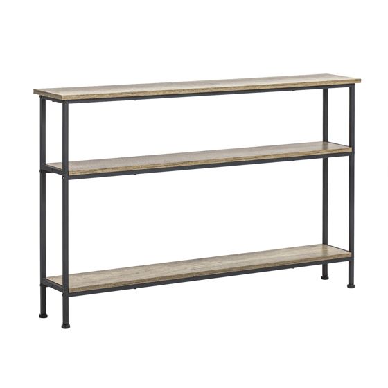SoBuy Konsolbord Entrébord i Industriell Stil – Smalt Avlastningsbord med Metallram & Förvaringsskåp – För Hall, Vardagsrum, Små Utrymmen – Rustik Brun, 120x20x77cm, 50kg Kapacitet – FSB49-PZ