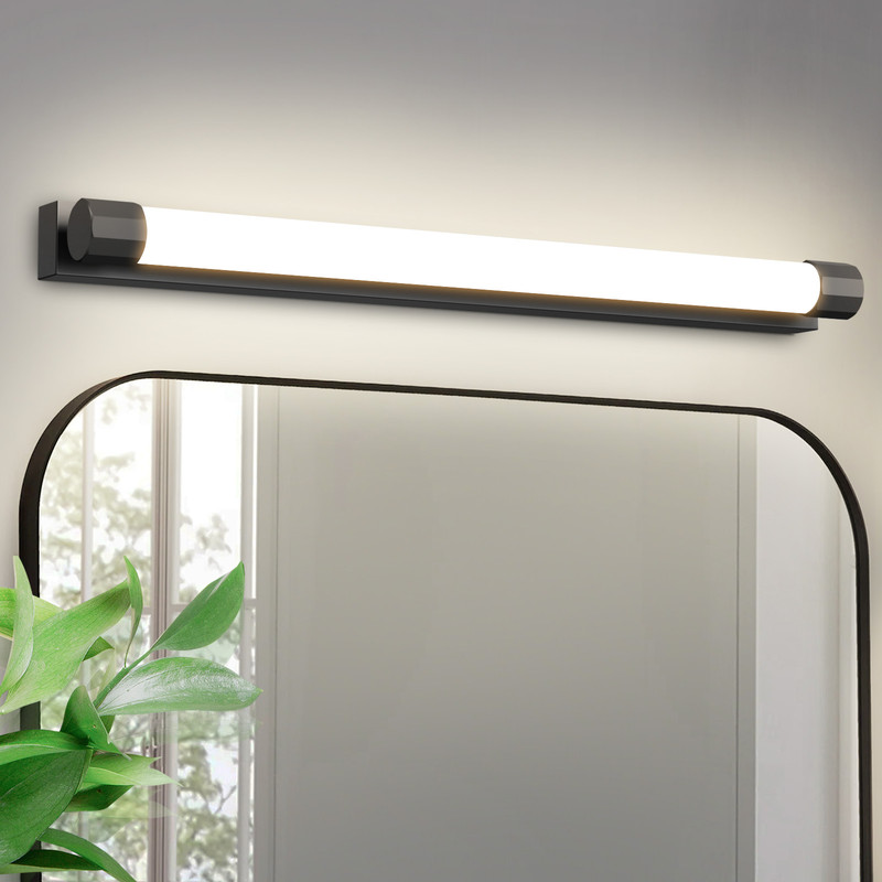 NETTLIFE LED-spegellampa, svart. IP44, stänkskyddad, justerbar vägg- eller skåplampa för badrum, kök eller källare