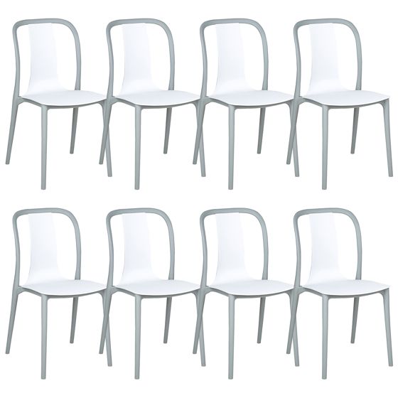 Set med 8 trädgårdsstolar SPEZIA Vit