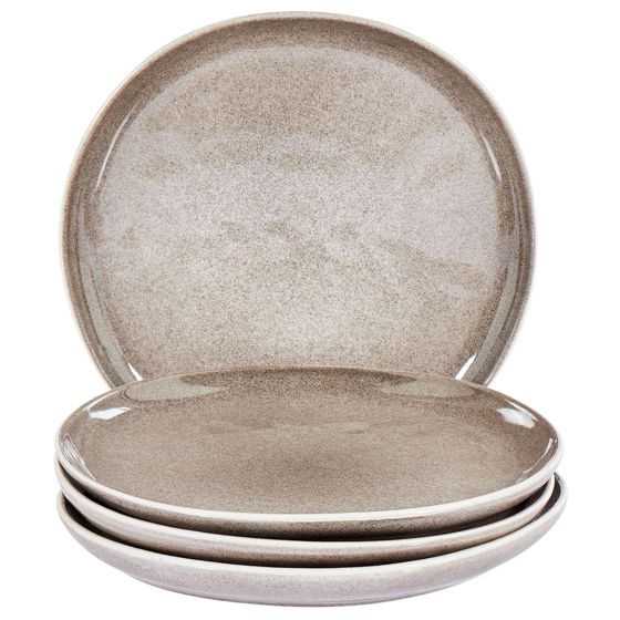 Set med 4 assietter COSTMARY Stengods Grå 21 cm