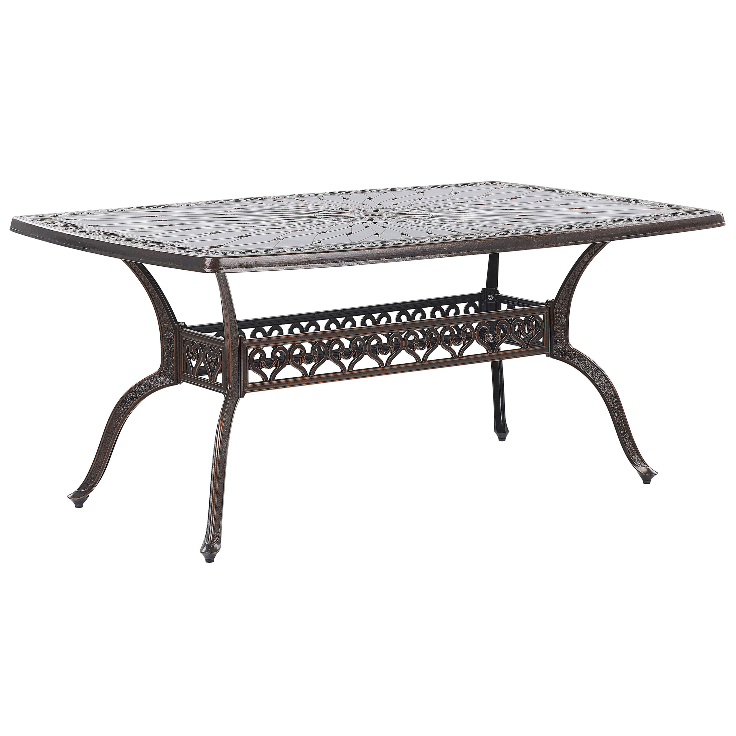 Trädgårdsmatbord LIZZANO 165 cm 102 cm Metall Mörkbrun