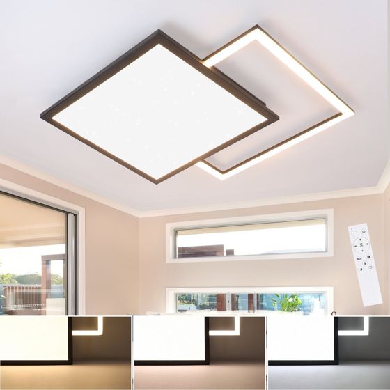 NETTLIFE LED - taklampa, 46W, för vardagsrum, svart, modern, dimbar. Kökslampa, med stjärnhimmelsdesign.