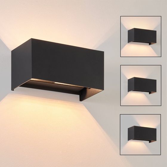NETTLIFE svart, LED-vägglampa, IP65, justerbar, varmvitt ljus, G9 för inomhus-/utomhusbruk, vardagsrum, vägglampa