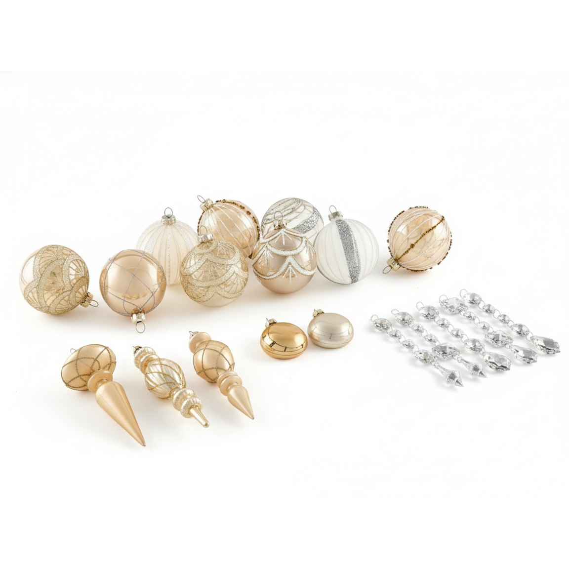 Set med 35 julgranskulor BLING Glas Guld
