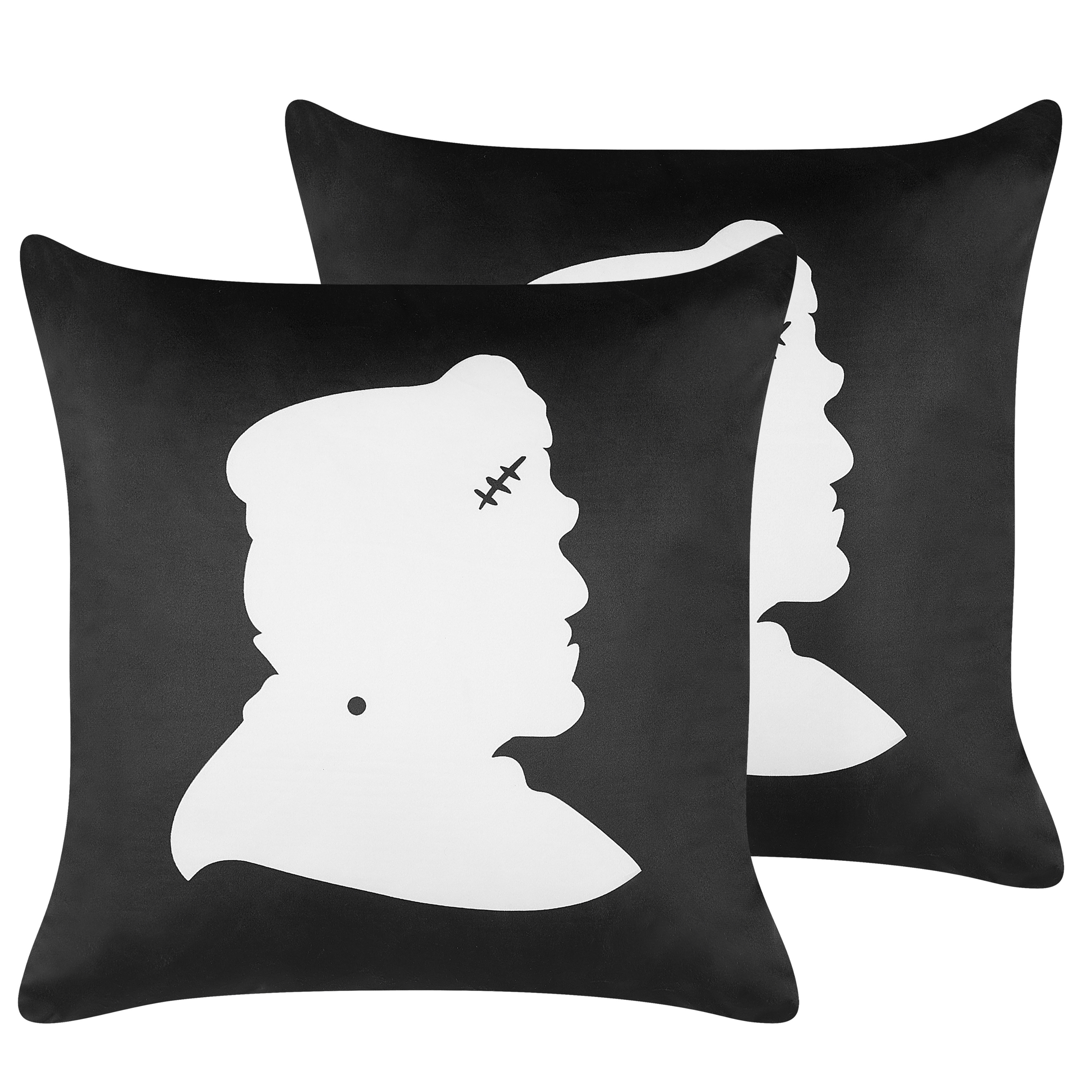 Set med 2 prydnadskuddar FRANKLINIA 45 x 45 cm Sammet Svart Abstrakt tryck