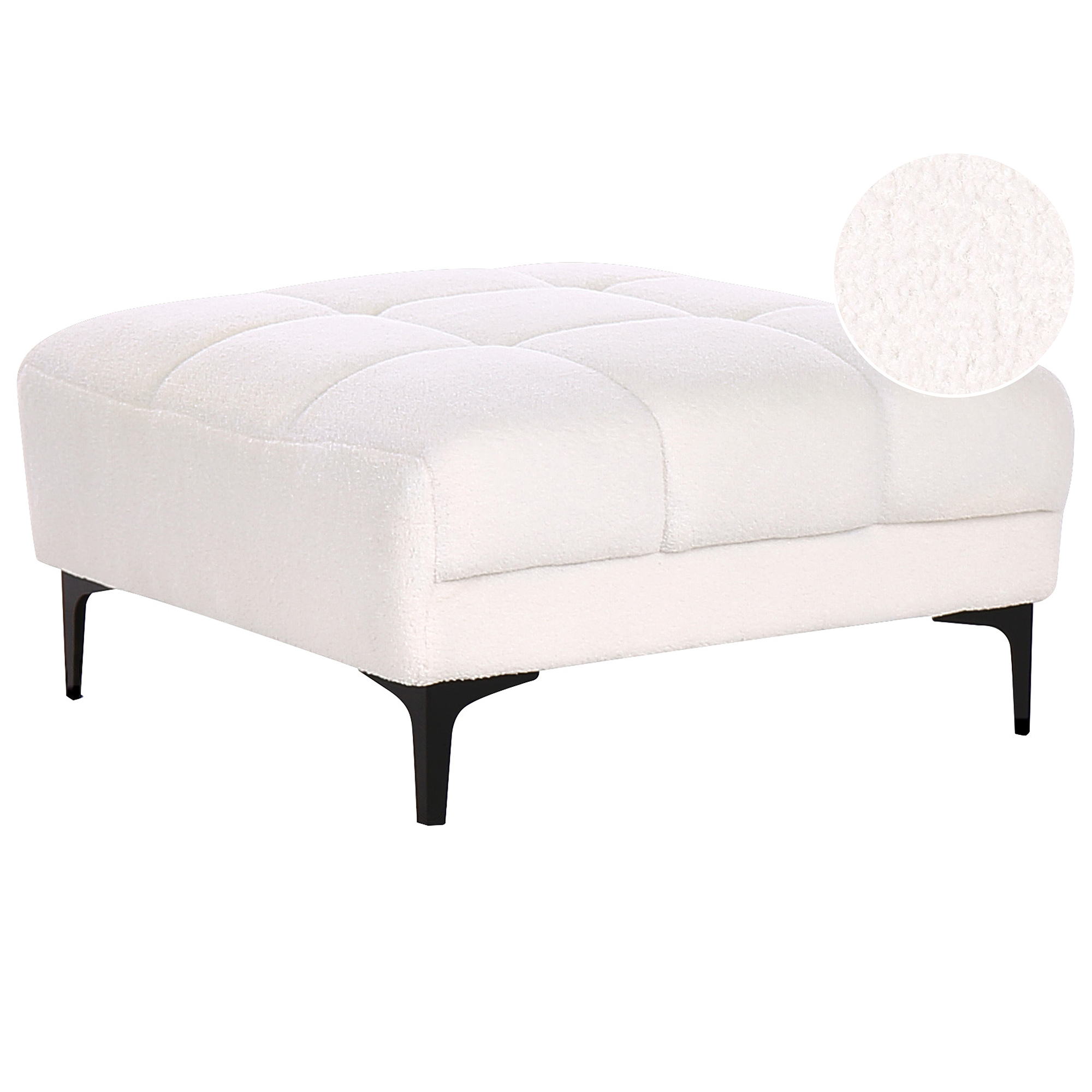 Fotpall ALNES Bouclé Vit