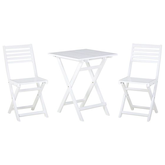 Caféset Fällbar FIJI Akaciaträ Vit