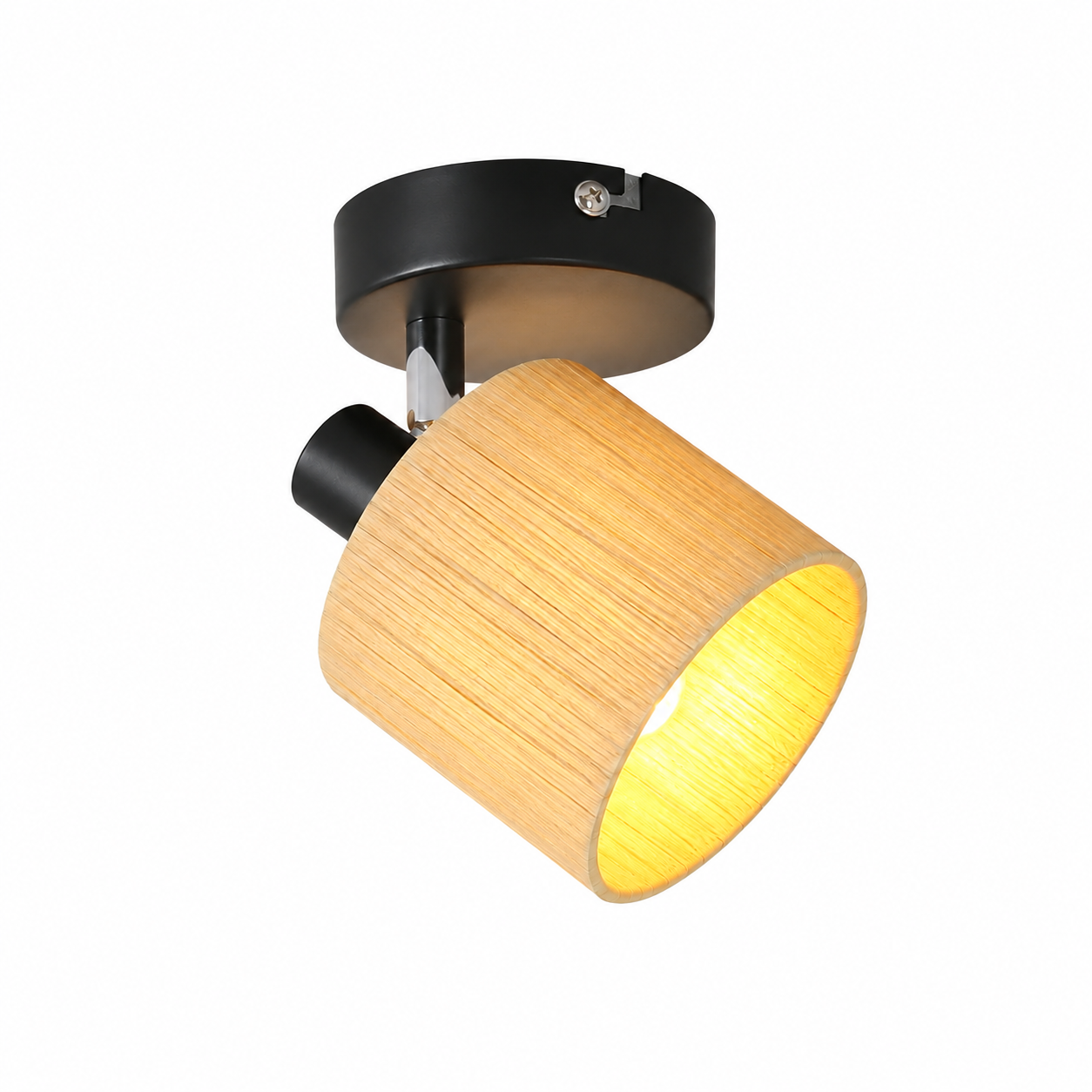 NETTLIFE takspotlight med 1 låga, svart E14 taklampa i naturpapper för sovrum