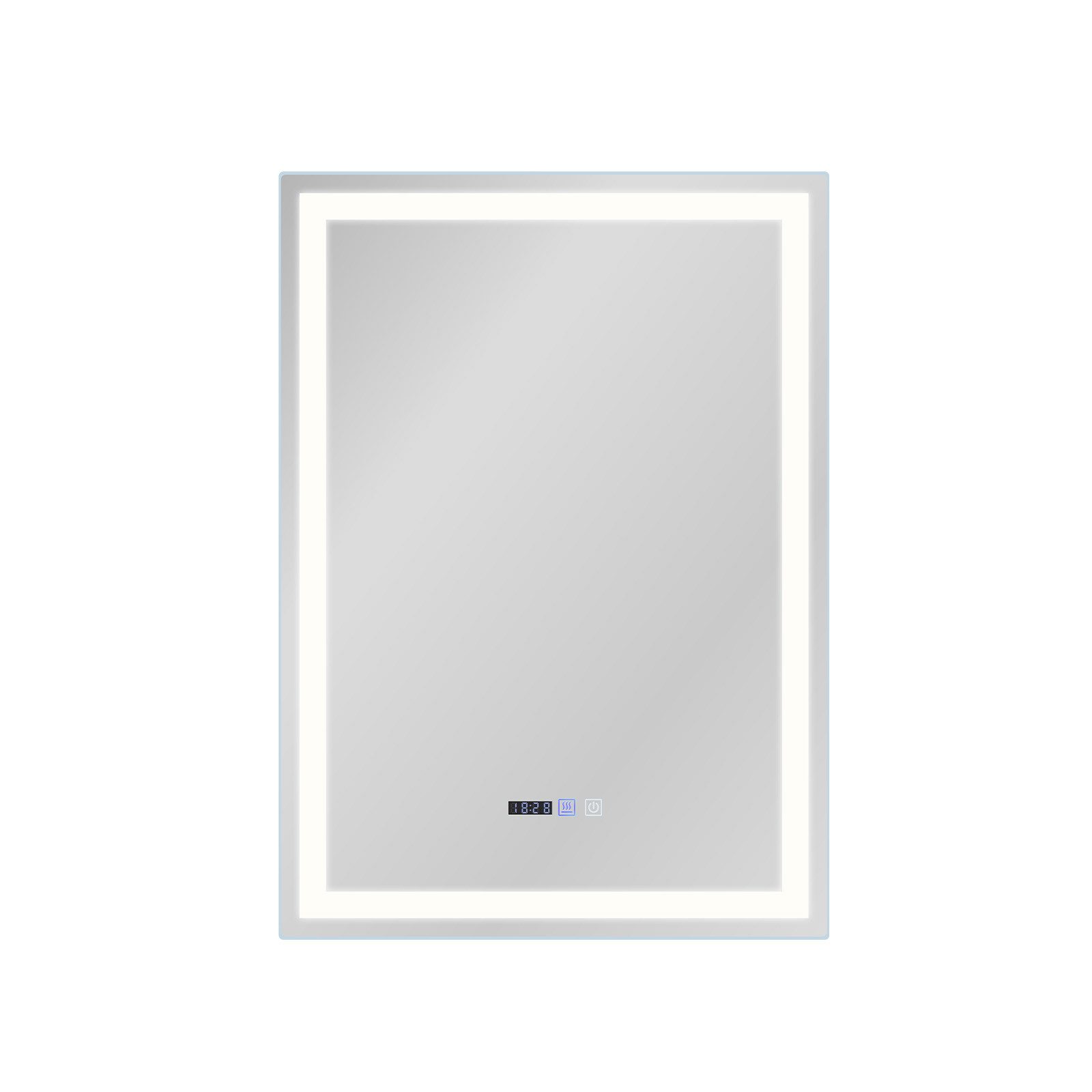 NETTLIFE upplyst badrumsspegel - 50x70 cm LED, väggmonterad, IP44, touchknapp, klocka, imfri, justerbar