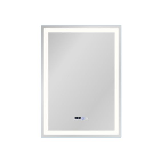 NETTLIFE upplyst badrumsspegel - 50x70 cm LED, väggmonterad, IP44, touchknapp, klocka, imfri, justerbar