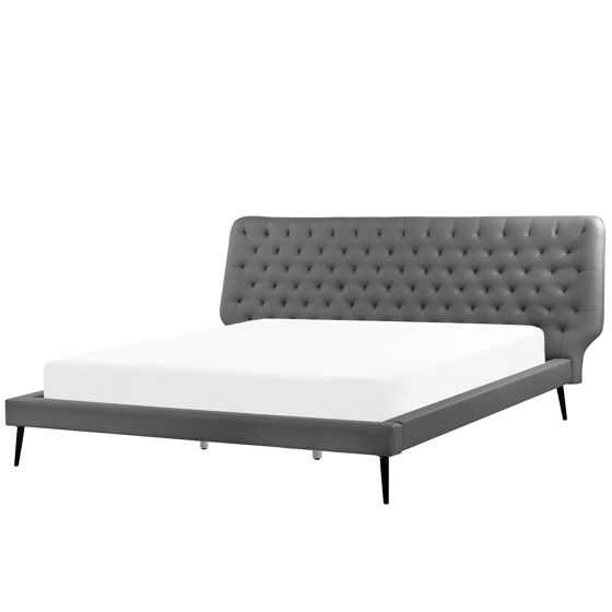 Säng med lamellram Konstläder ESSONNE 180 x 200 cm Grå