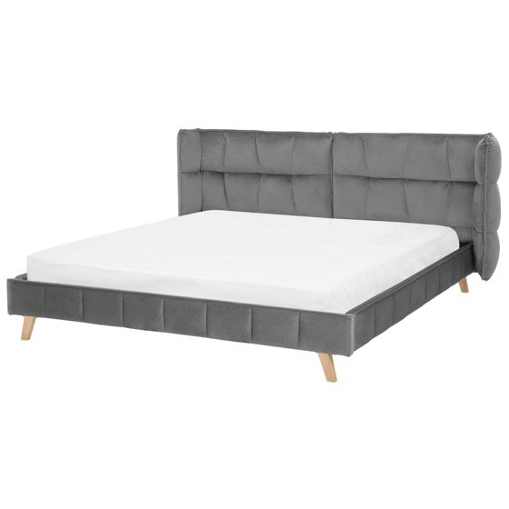 Säng med lamellram Sammet SENLIS 180 x 200 cm Grå