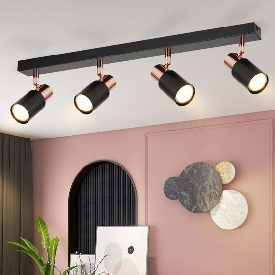NETTLIFE takspotlight, 4 lampor, GU10-lampa för kök, 355° roterbar taklampa, modern spotlight