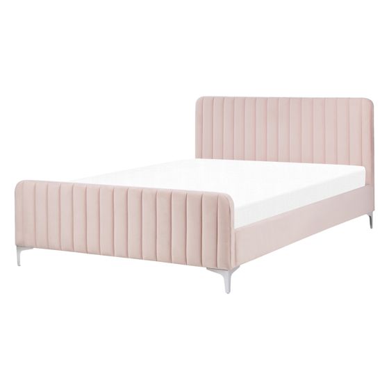 Säng med lamellram Sammet LUNAN 140 x 200 cm Pastellrosa