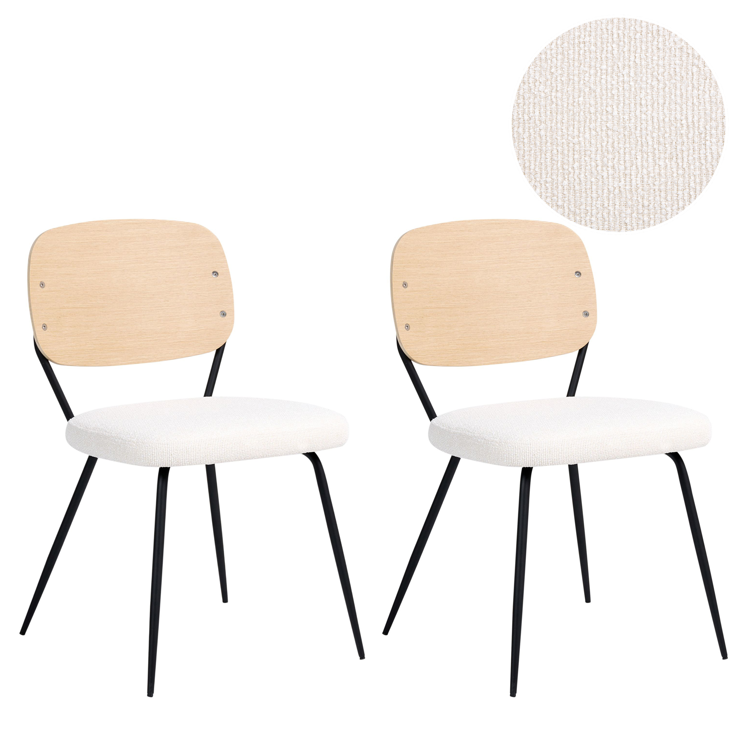 Set med 2 matstolar EILEEN Bouclé Off-White