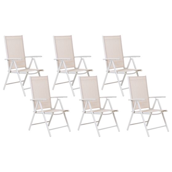 Set med 6 trädgårdsstolar CATANIA Metall Beige