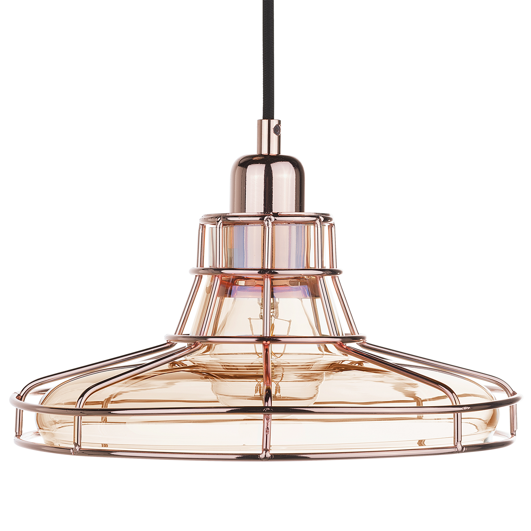 Pendellampa TORRE Glas Koppar