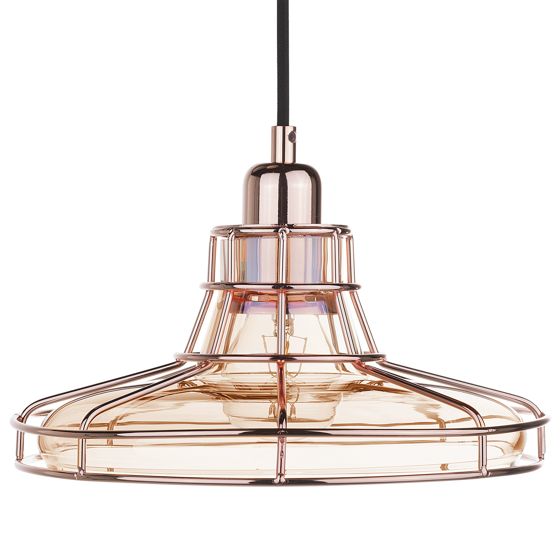 Pendellampa TORRE Glas Koppar