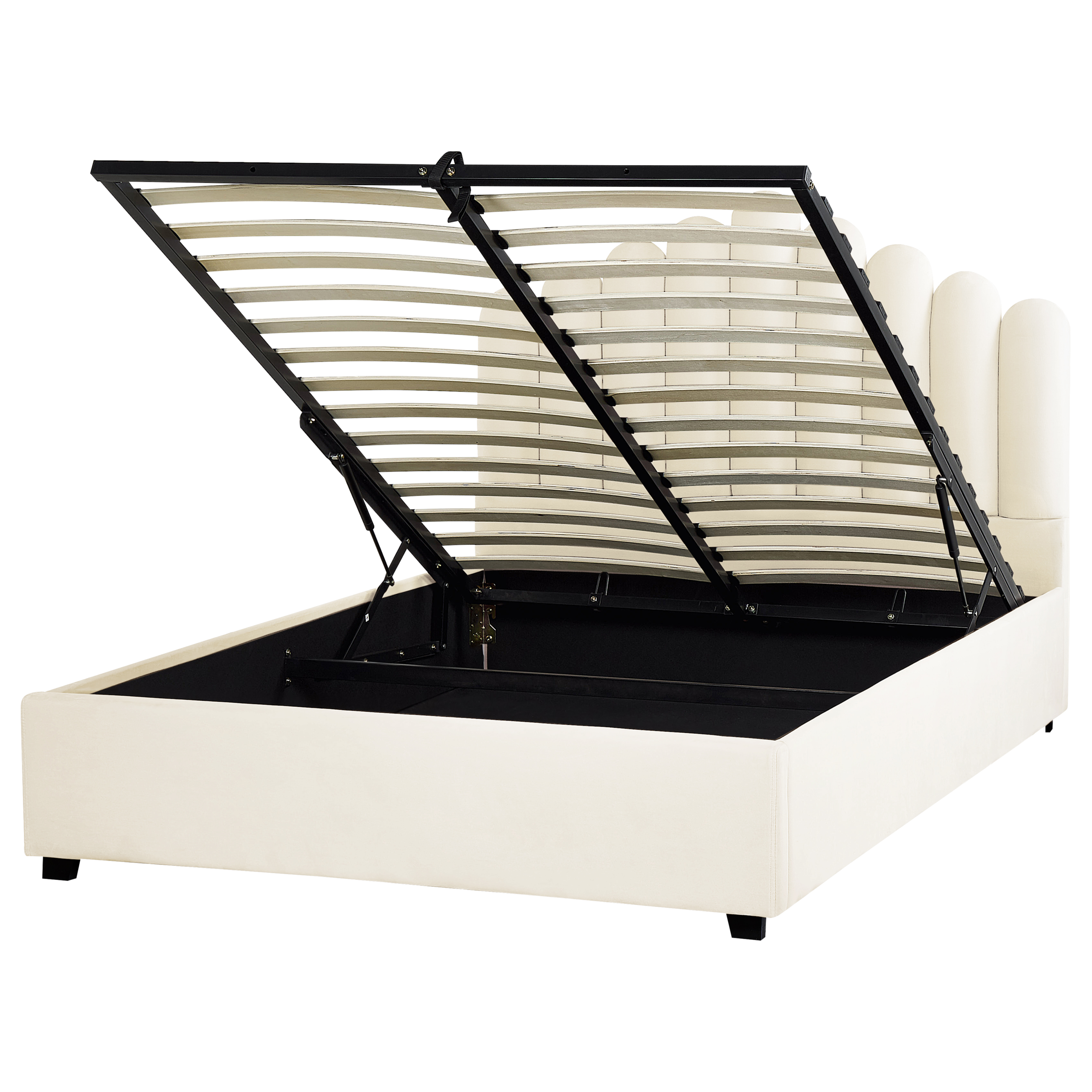 Säng med förvaring VINCENNES Sammet Off-White 140 x 200 cm