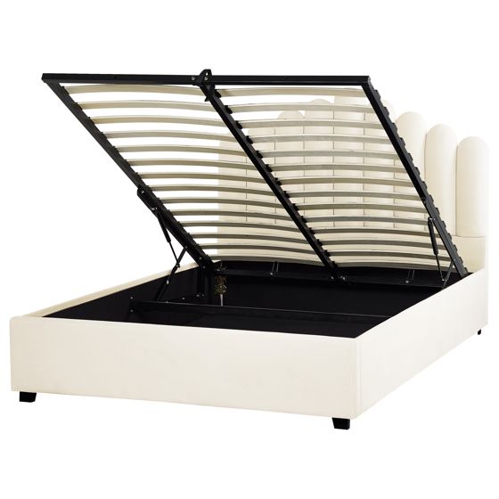 Säng med förvaring VINCENNES Sammet Off-White 140 x 200 cm