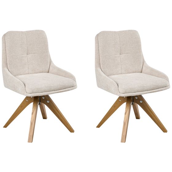 Set med 2 matstolar Vridbar DORRIS Ljusbeige