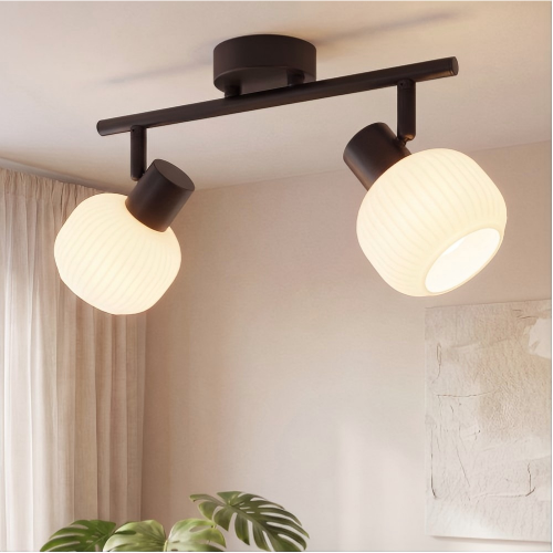 NETTLIFE svart takspotlight E14 för inomhusbruk vintage - spotlight med glasskärm
