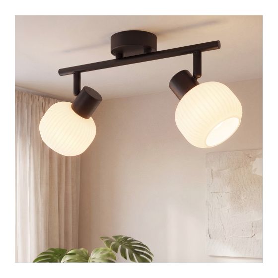 NETTLIFE svart takspotlight E14 för inomhusbruk vintage - spotlight med glasskärm
