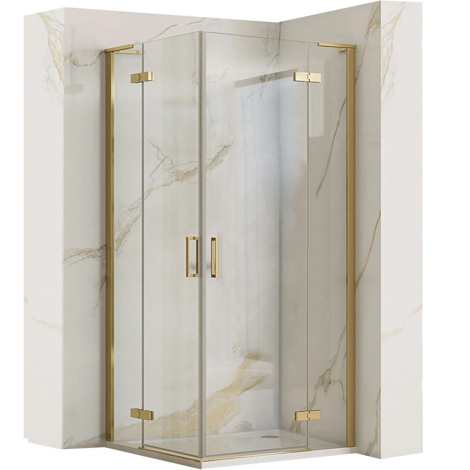 REA Duschkabin HUGO DOUBLE 80x90 Borstat Guld, 80x90x200,5cm