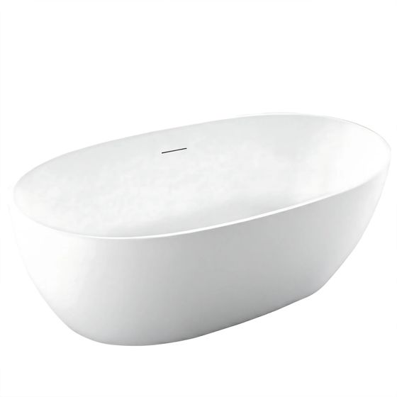 REA Fristående Badkar ROMA 170 med svart badkarspropp Vit, 170x75x59,5cm