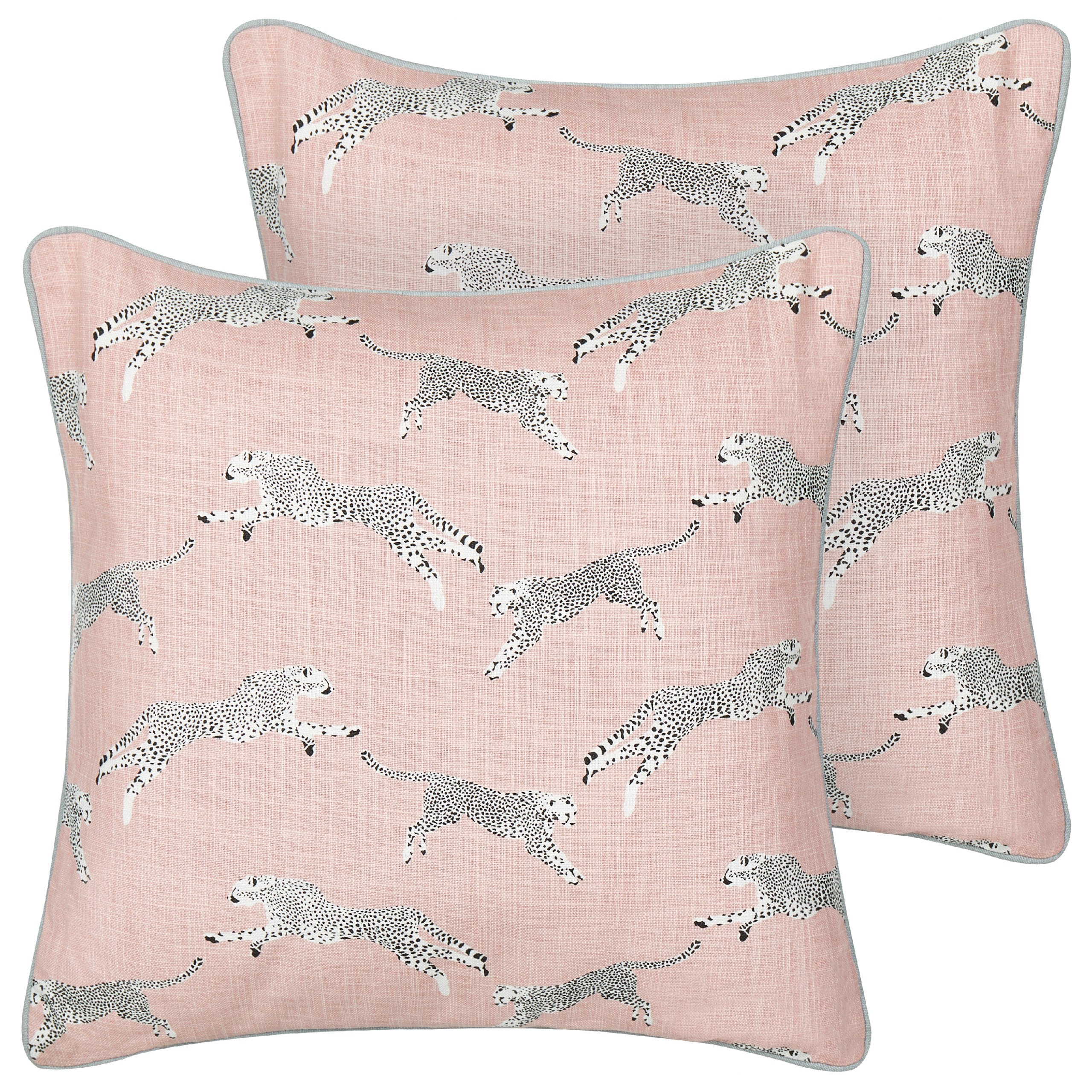 Set med 2 prydnadskuddar ARALES 45 x 45 cm Bomull Pastellrosa Djurtryck