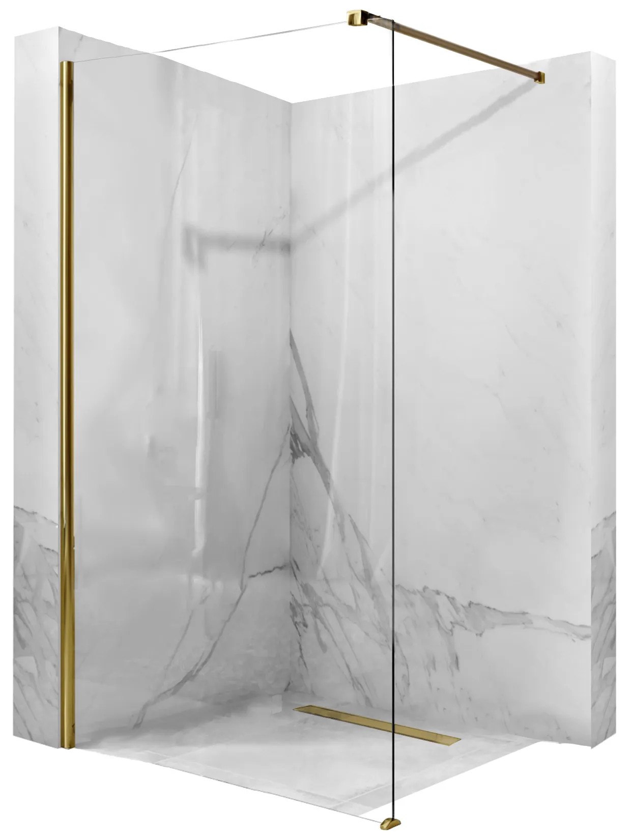 REA Duschvägg AERO WALK IN 110 Guld, 1,8x110x195cm