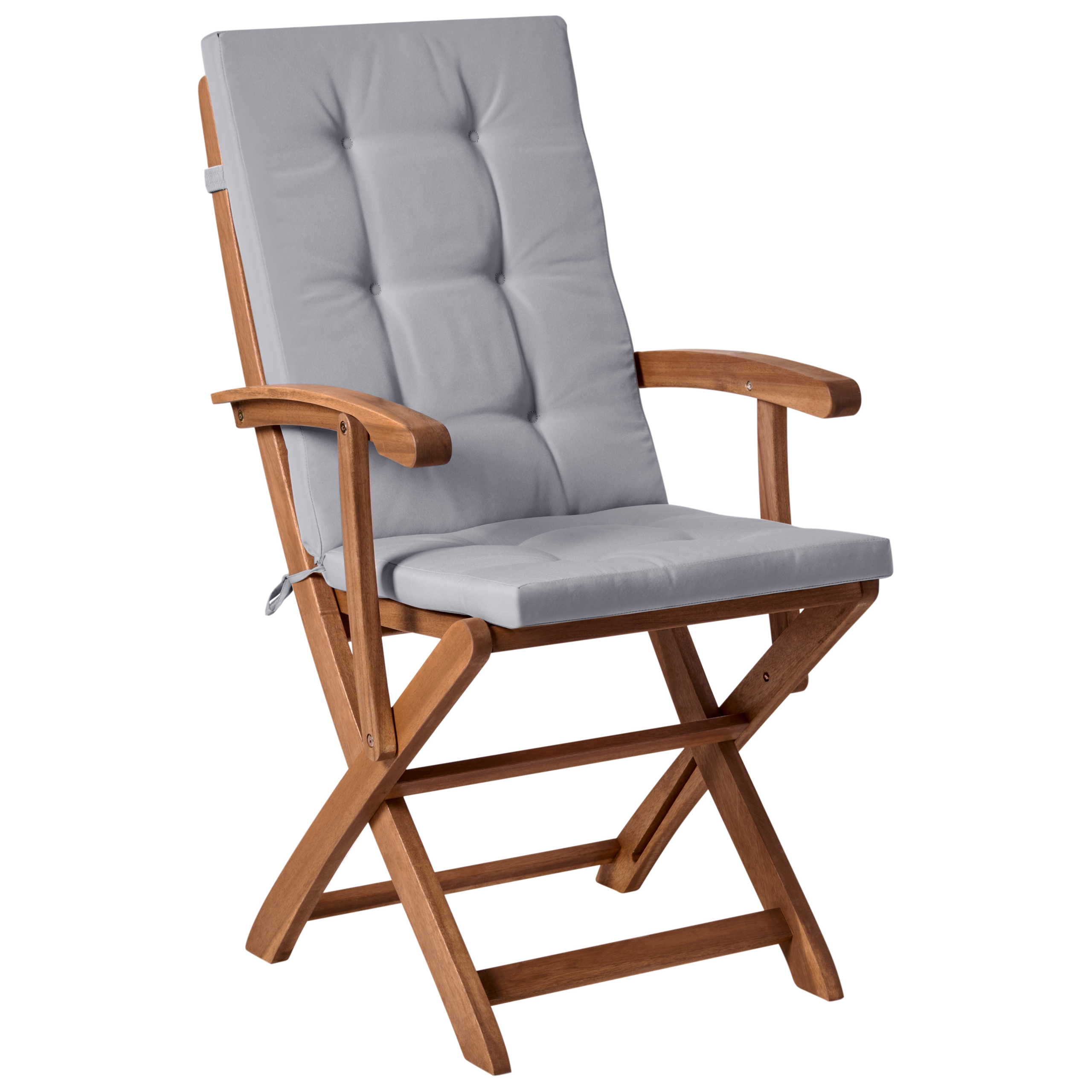 Set med 2 stolar med dynor MAUI PREMIUM Akaciaträ Ljusgrå