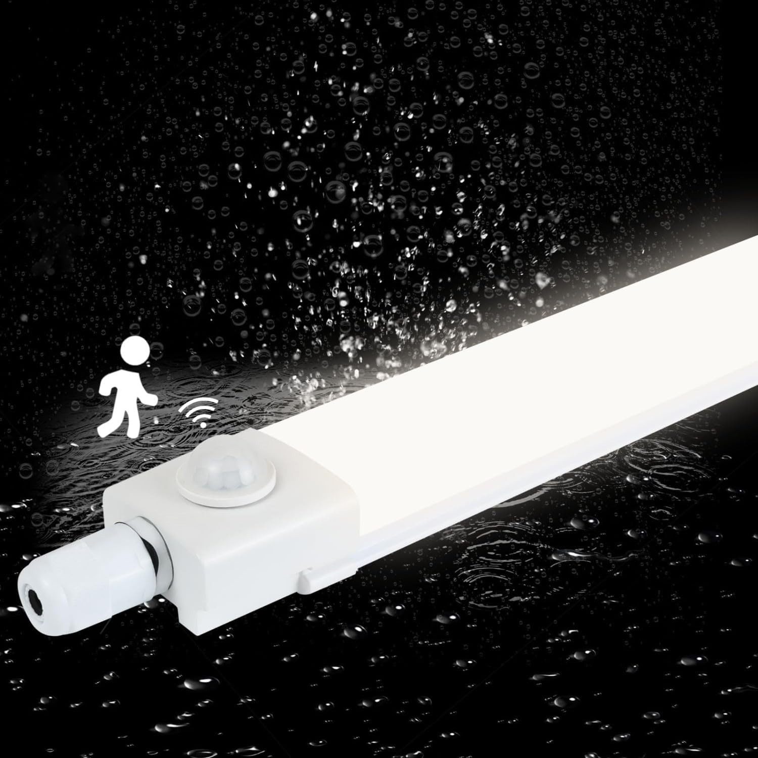 NETTLIFE 120CM Fukttät LED-lampa med rörelsesensor, 36W, IP65, neutralvit, 4000K