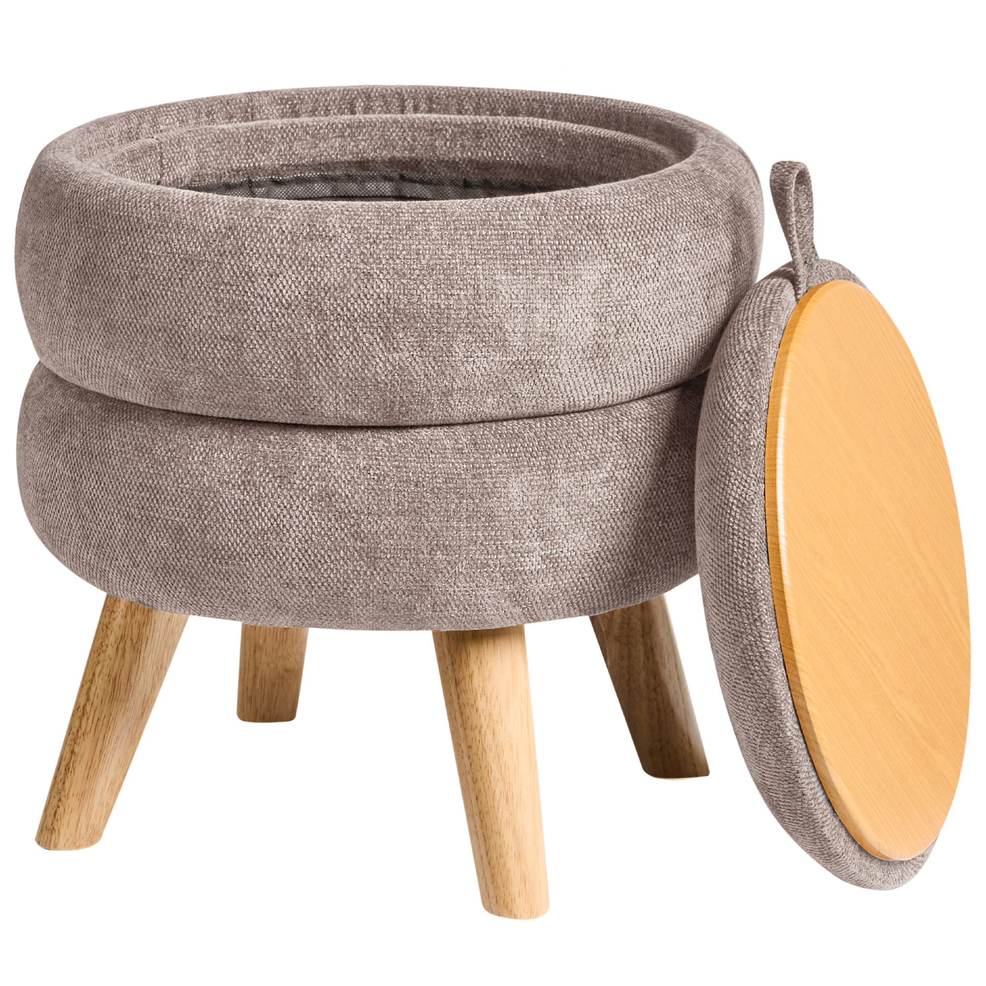 Förvaringspuff HAWLEY Chenille Taupe