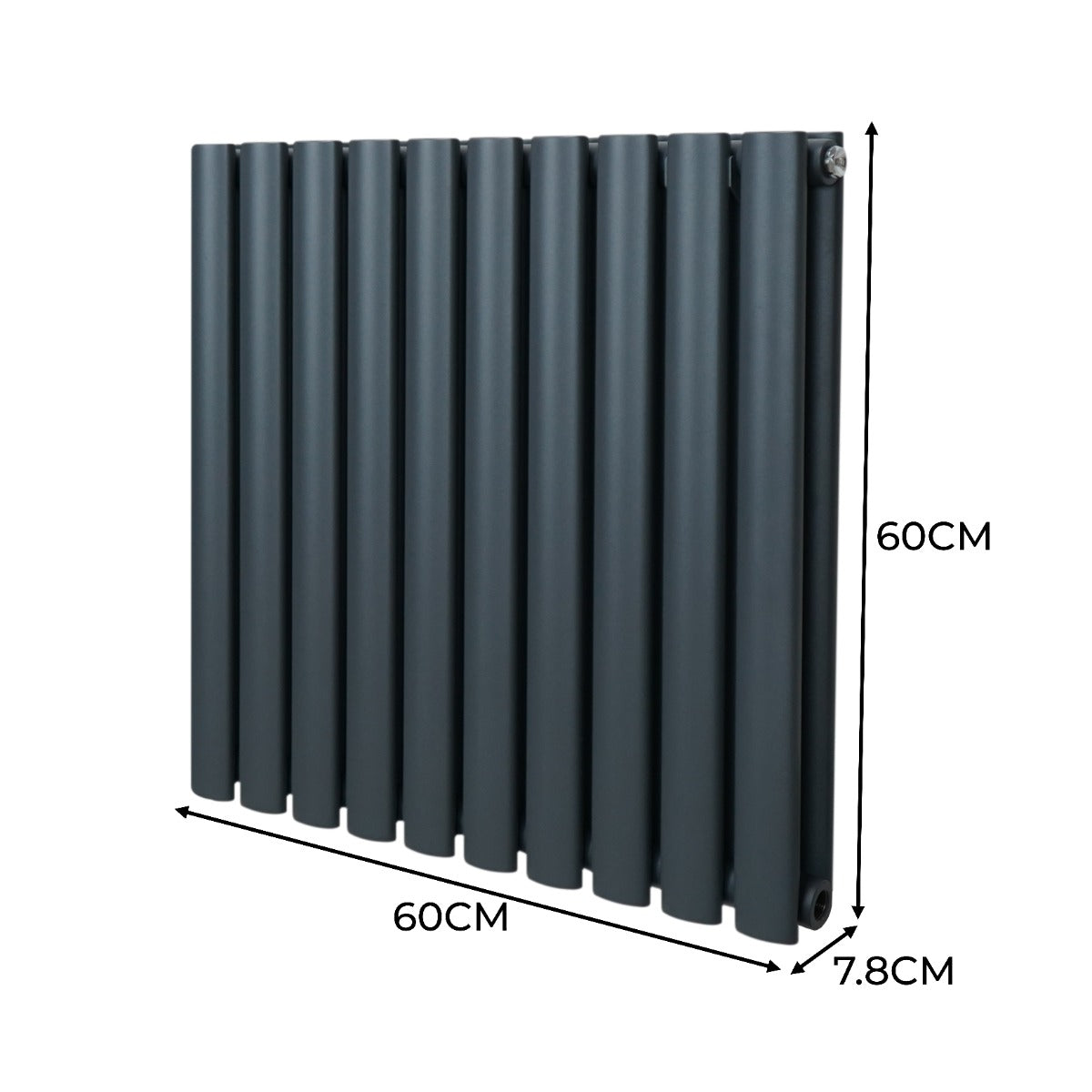 Oval pelarradiator – 600 mm x 600 mm - antracitgrå