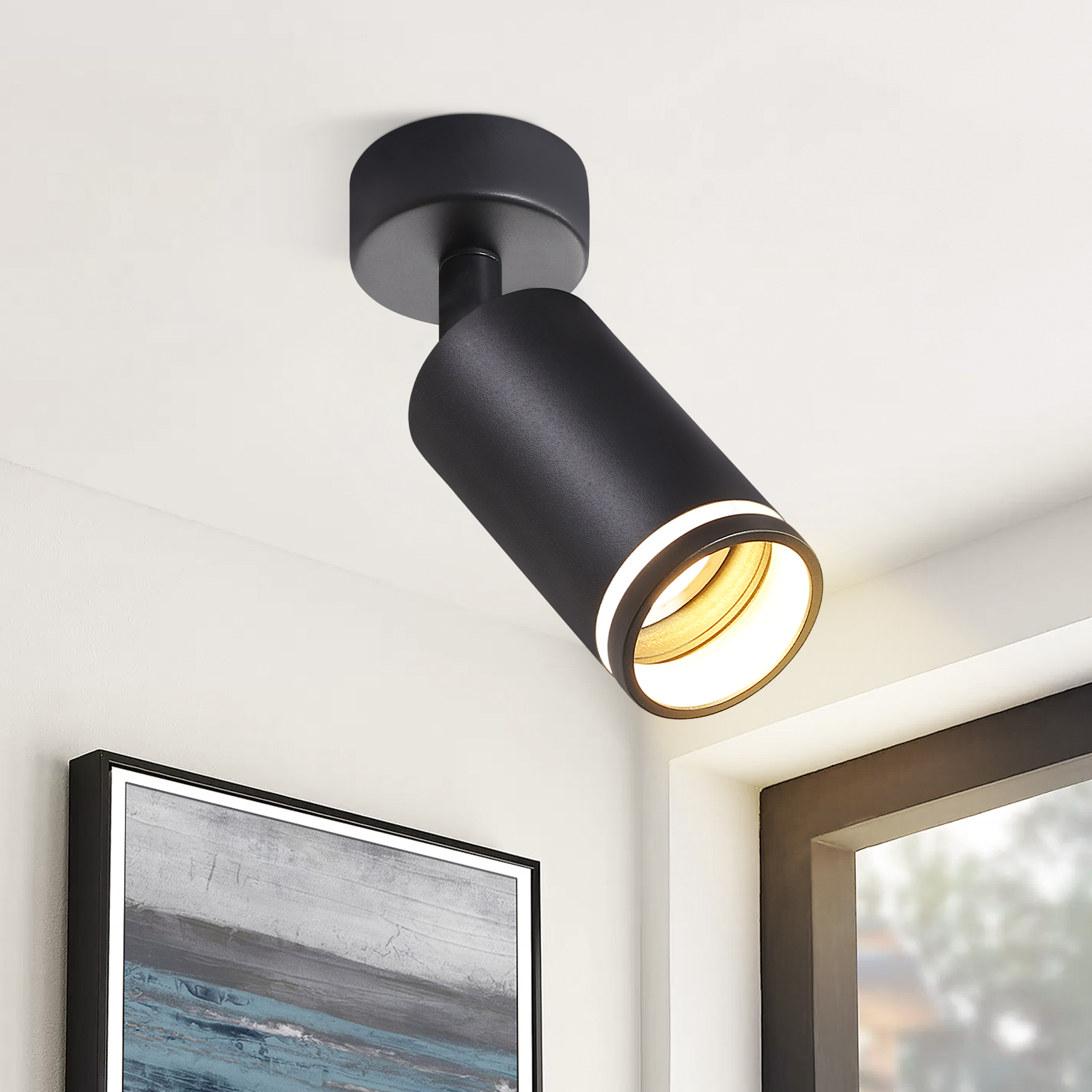 NETTLIFE svart takspotlight 1 lampa modern taklampa GU10 spotlight justerbar metallspotlight för inomhusbruk
