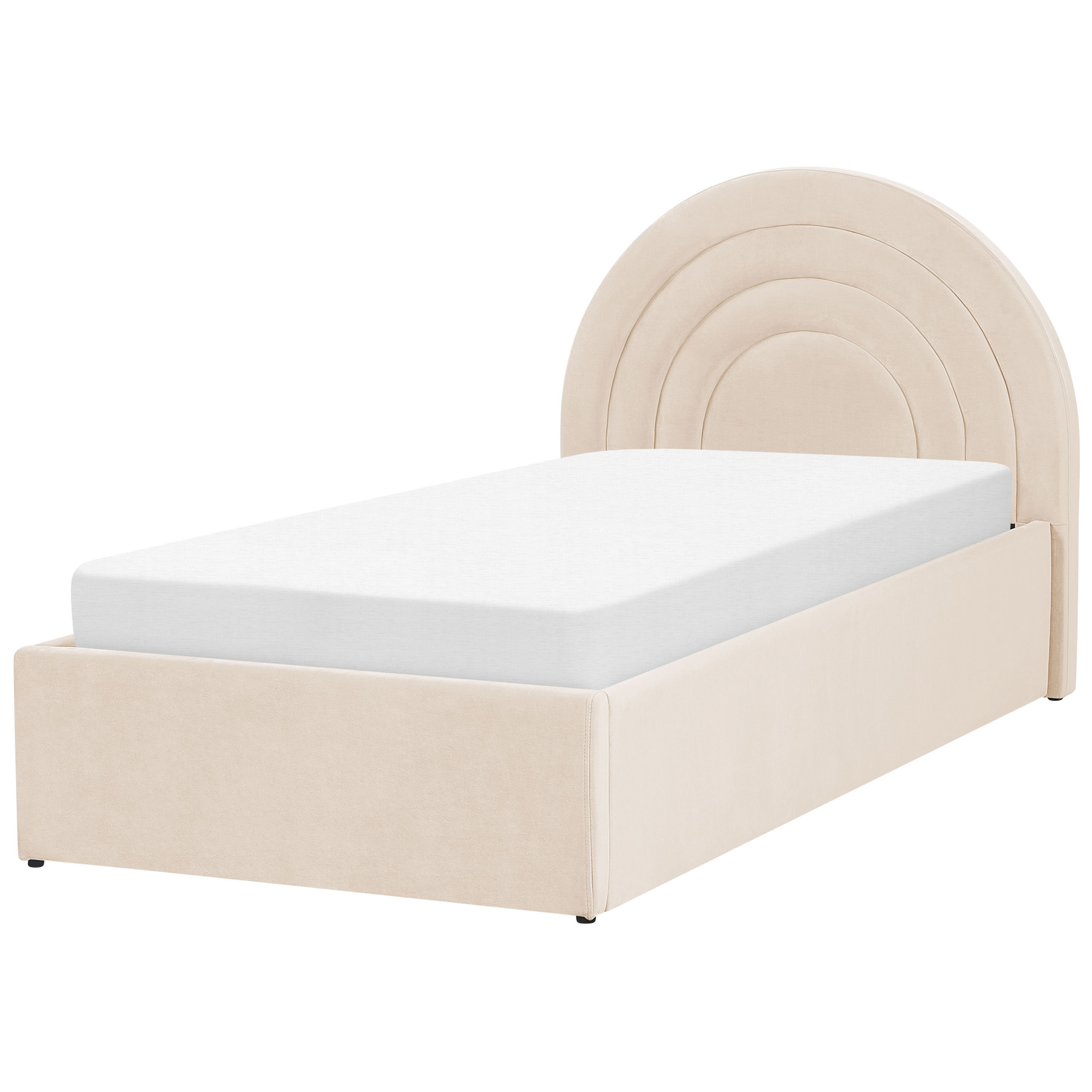 Barnsäng med förvaring ANET Sammet Beige 90 x 200 cm