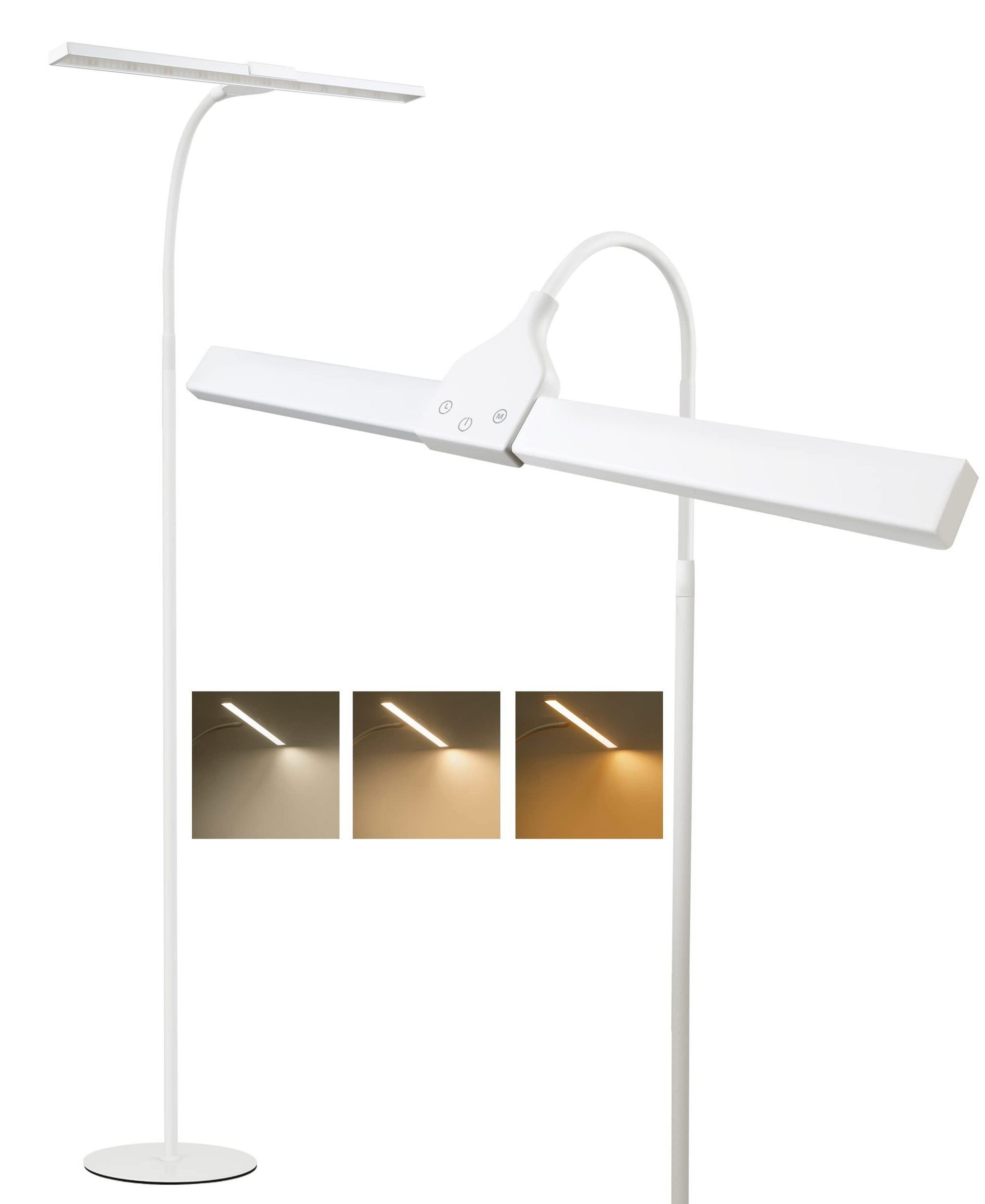 NETTLIFE LED - golvlampa för vardagsrummet, dimbar - 156 cm modern 10 W beröringsstyrd läslampa med timer